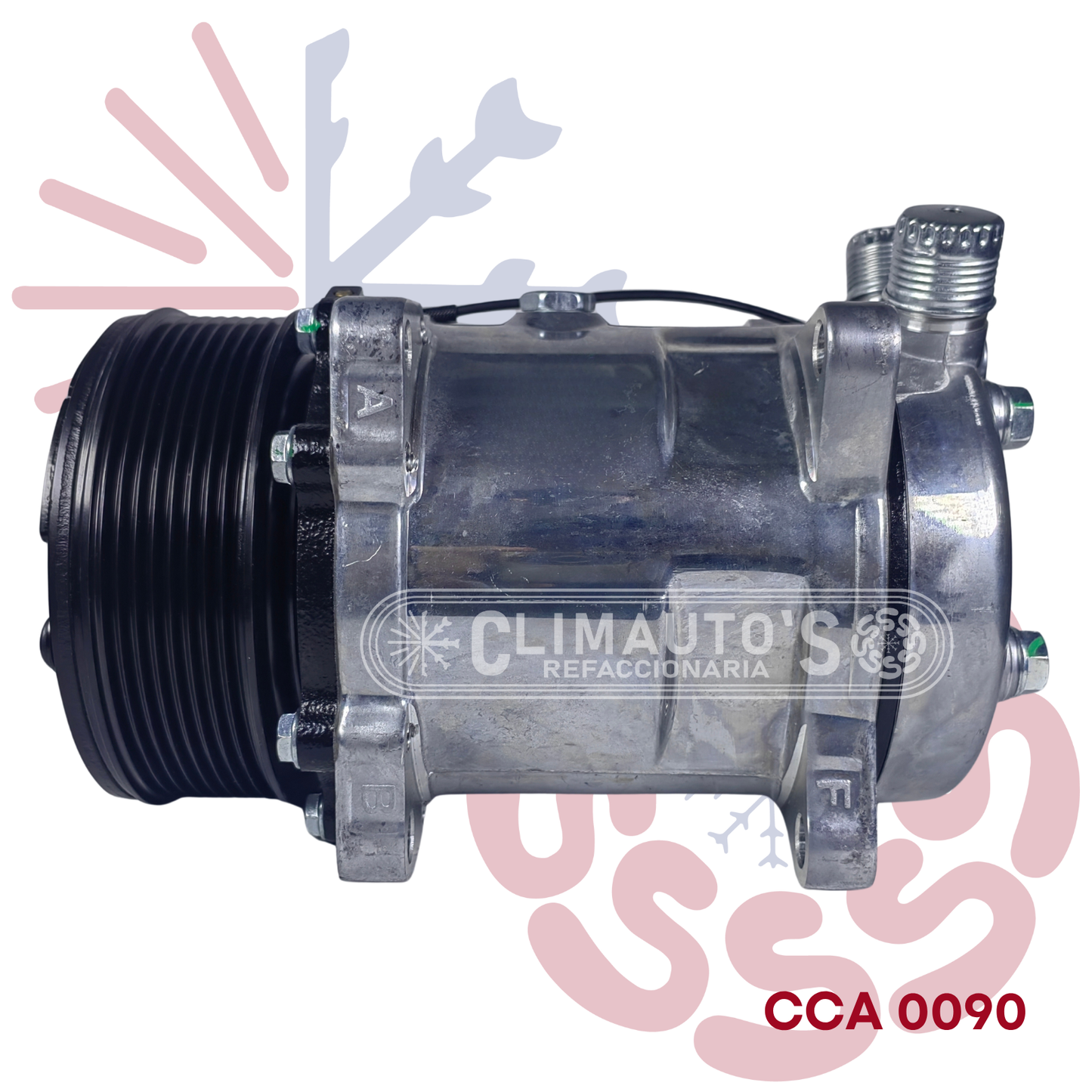 Compresor Sanden 508 std. 8pk Conexión de Orring