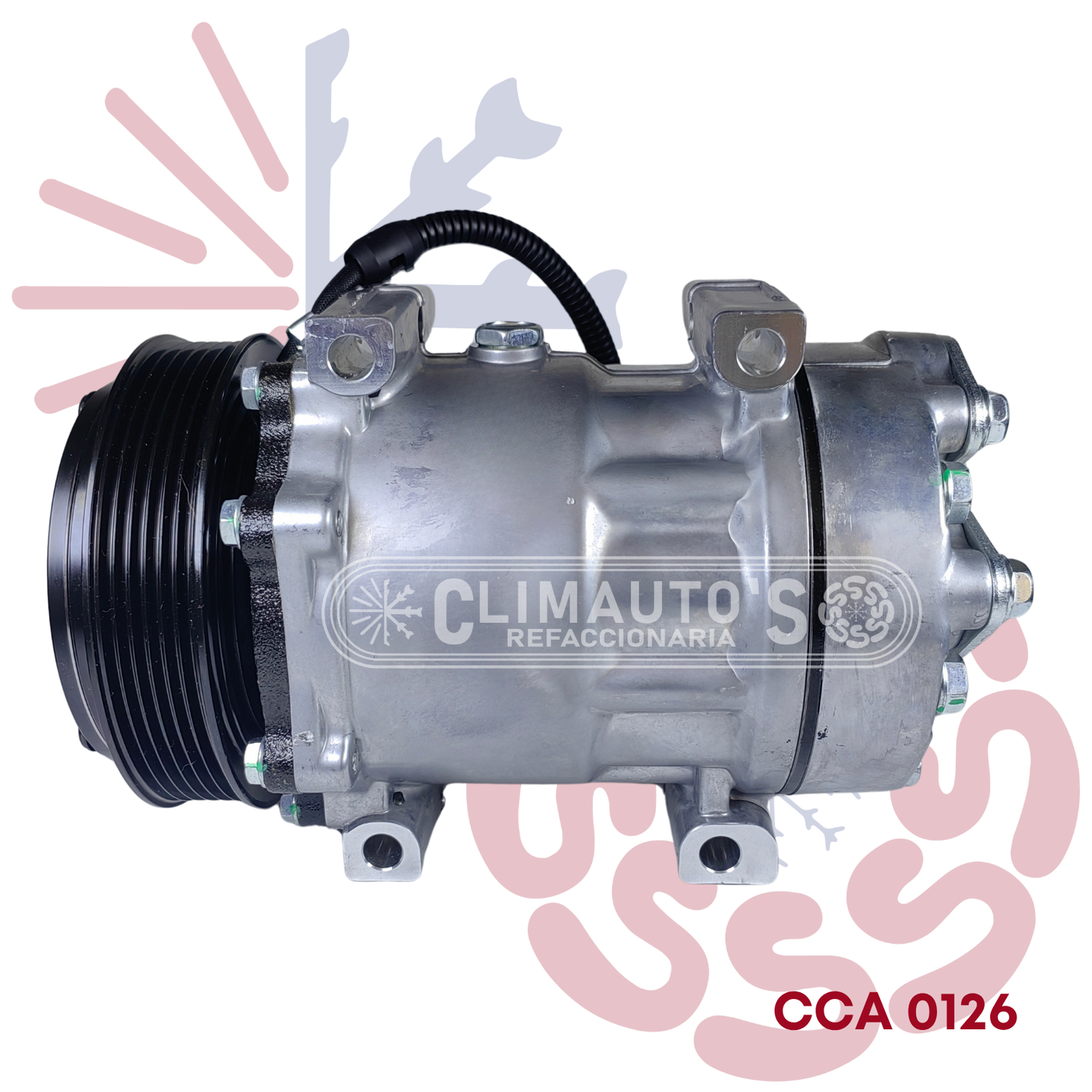 Compresor Sanden 709 SD7H15 12V 6PK 132mm (Toma horizontal)