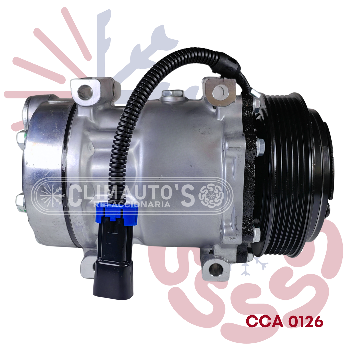 Compresor Sanden 709 SD7H15 12V 6PK 132mm (Toma horizontal)
