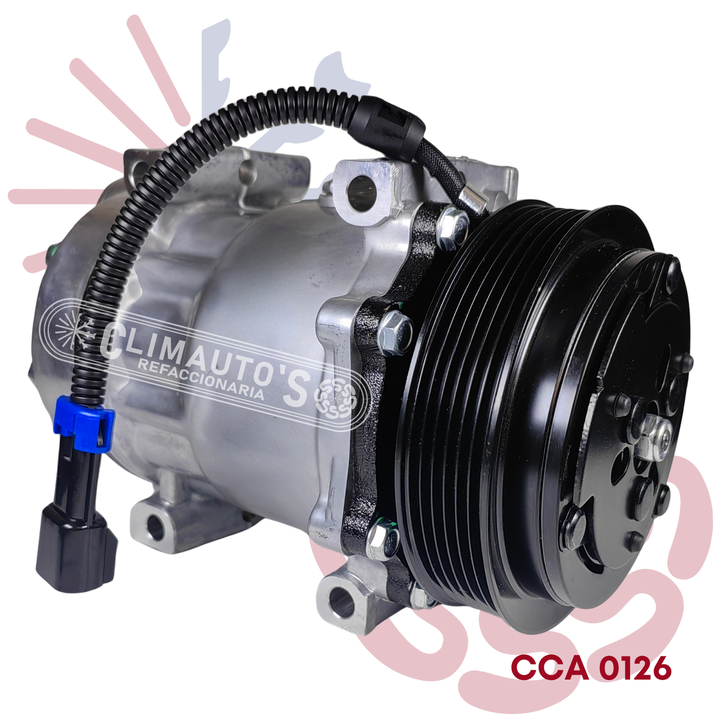 Compresor Sanden 709 SD7H15 12V 6PK 132mm (Toma horizontal)