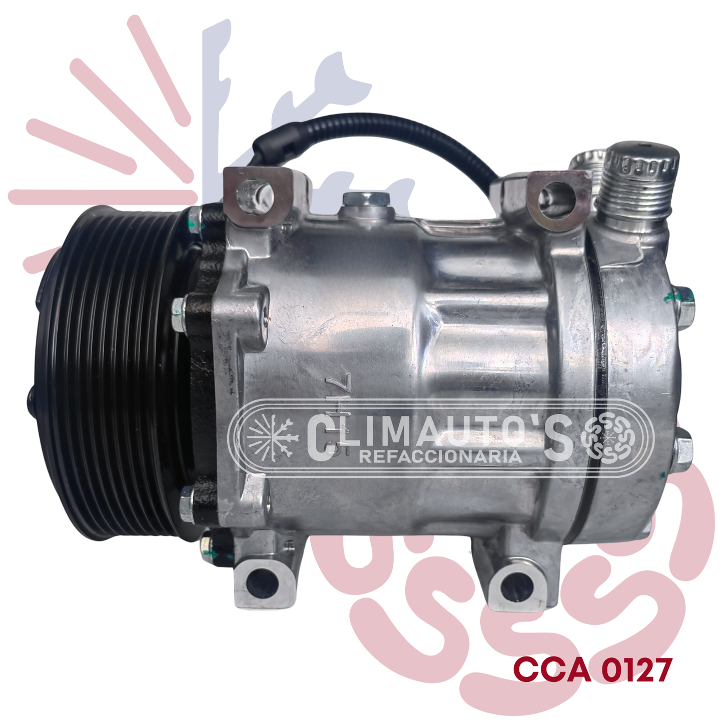 Compresor Sanden 709 SD7H15 12V 8PK 123mm (Toma vertical)