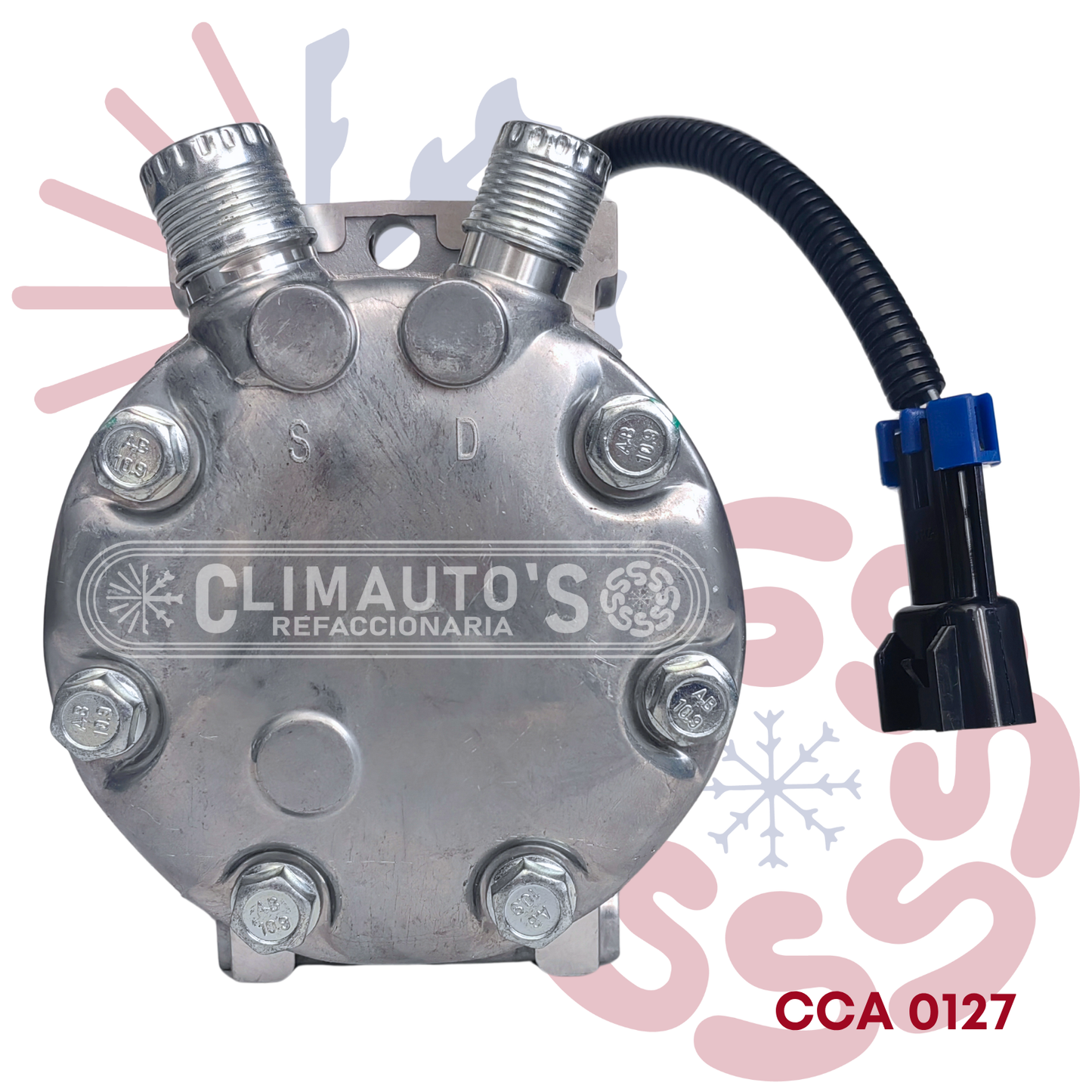 Compresor Sanden 709 SD7H15 12V 8PK 123mm (Toma vertical)