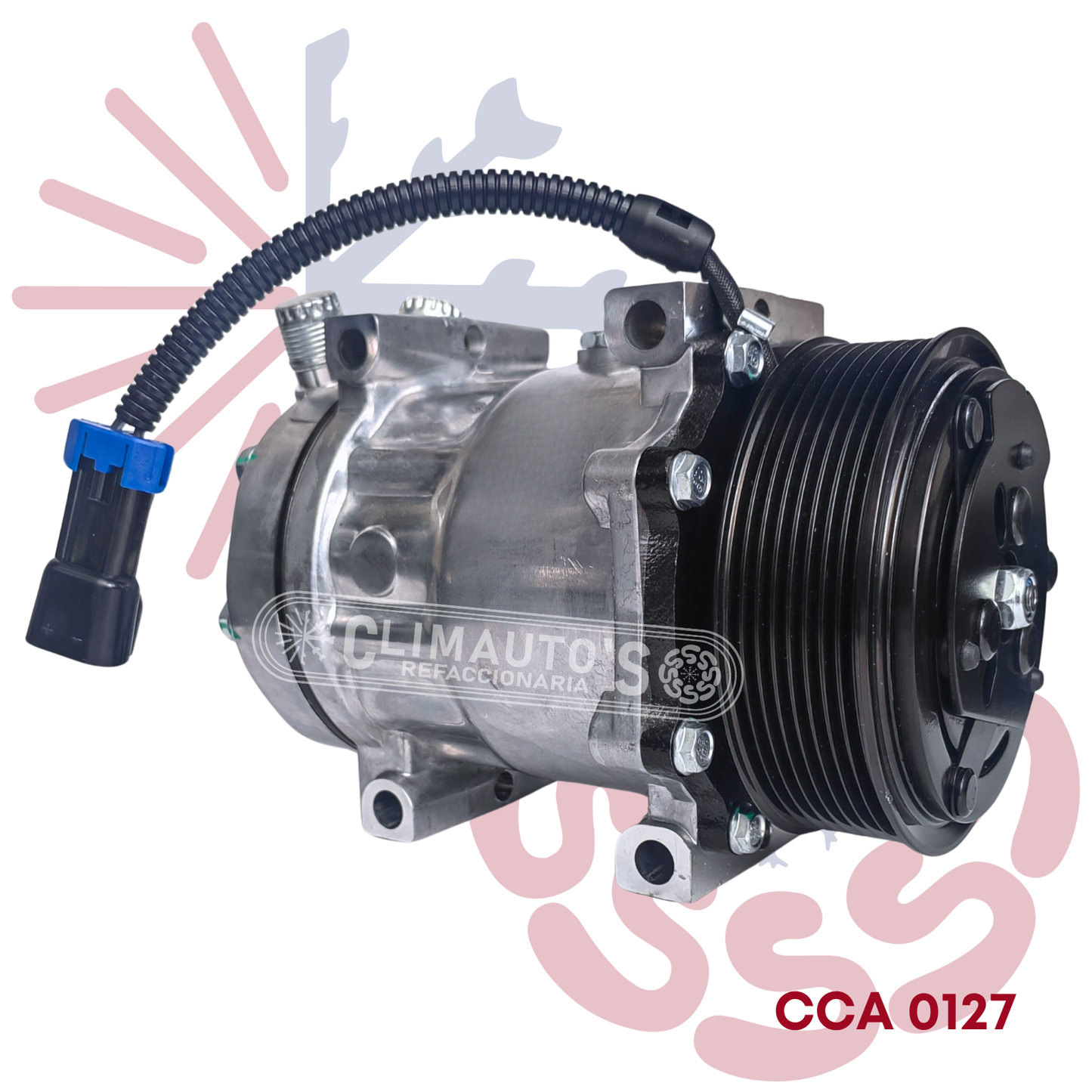 Compresor Sanden 709 SD7H15 12V 8PK 123mm (Toma vertical)