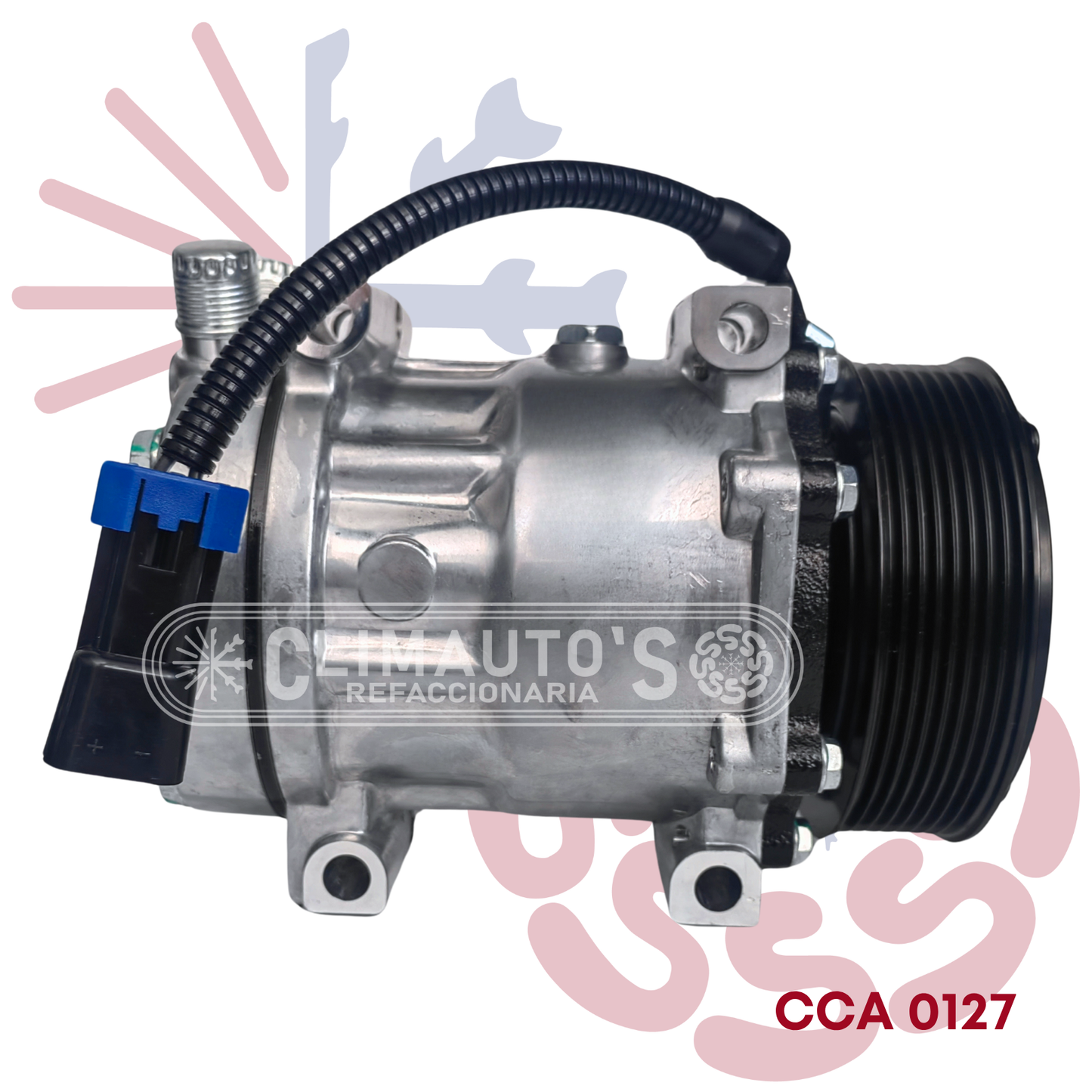 Compresor Sanden 709 SD7H15 12V 8PK 123mm (Toma vertical)