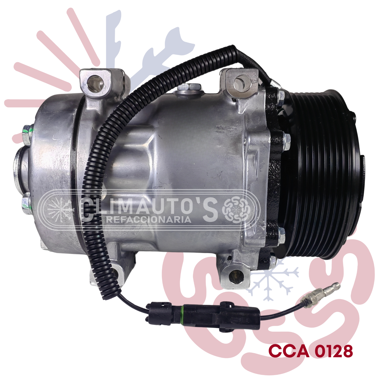 Compresor Sanden 709 SD7H15 12V 8PK 123mm (Toma Horizontal)